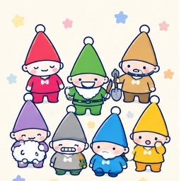 Seven Silly Dwarfs official Sanrio character illustration