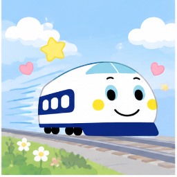 Shinkansen racing through meadow