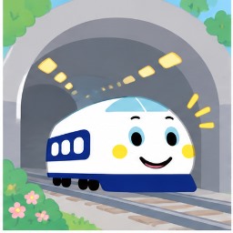 Shinkansen speeding through tunnel