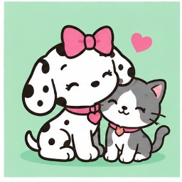 Spottie Dottie cuddling warmly with her cat best friend Sassy