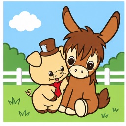 Spunky Burro with Piki the piglet