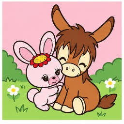 Spunky Burro with Robin the rabbit