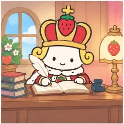 The Strawberry King writing his monthly Message from the Strawberry King editorial letter at his desk