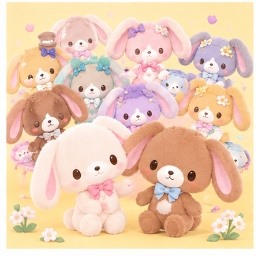 The wide community of artisan twin rabbits gathered together in Bunny's Field
