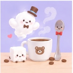 Mr. Steam, Muddler-san and Sugar Cube-kun
