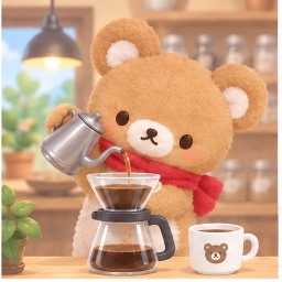 Latte pouring pour-over coffee
