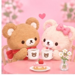 Latte and Maple sharing coffee