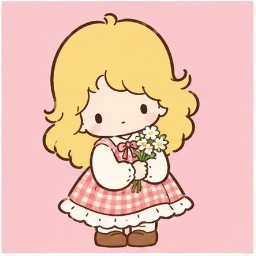 Official portrait of Sacchan from Tiny Poem holding white wildflowers against a soft pastel pink background