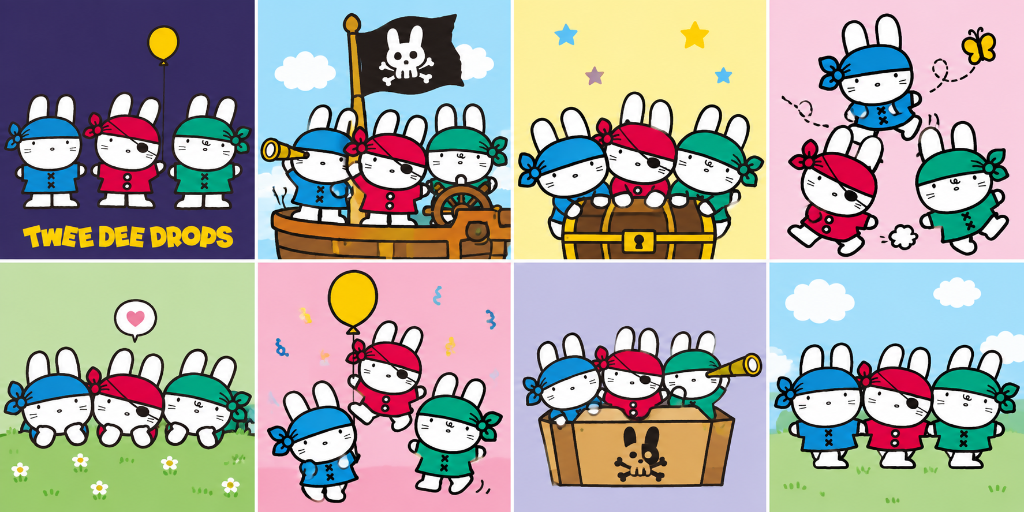 Complete Archival 8-Panel Artwork Collection - Sanrio Twee Dee Drops