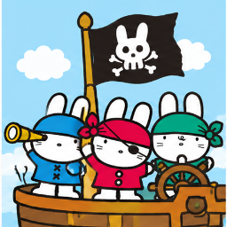 Twee Dee Drops playing on a toy pirate ship