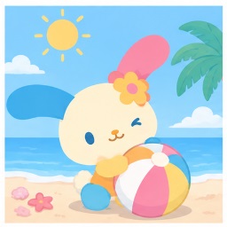 U*SA*HA*NA Hana on summer beach under warm sunshine