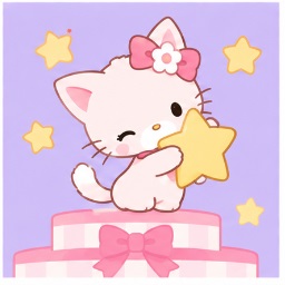Winkipinki celebrating happily with a golden star