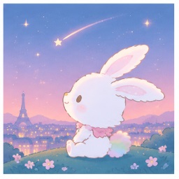 Mell looking at the starry sky over Paris carrying heartfelt wishes